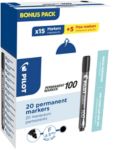 Pilot 100 Permanent Marker Fine Bullet - 1 Mm Black Pack Of 20