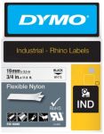 Thumbnail - Dymo IND S0718120 / 18489 Authentic Rhino Flexibles Nylon Schriftband Selbstklebend Schwarzer Druck auf Weiß 19 mm x 3.5...