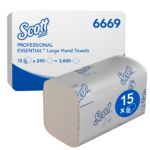 Scott Essential Paper Hand Towels Z-Fold White 1 Ply 6669 240 Sheets Pack Of 15