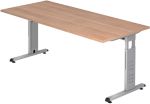 Thumbnail - Hammerbacher O-Serie VOS Höhenverstellbar Schreibtisch Rechteckig Walnuss C-Fuß 1.800 (B) x 800 (T) x 850 (H) mm Spanpla...