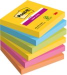 Post-it Carnival Super Sticky Haftnotizen 76 x 76 mm Farbig Sortiert Quadratisch 6 Stück à 90 Blatt