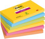 Post-it Carnival Super Sticky Haftnotizen 127 x 76 mm Farbig Sortiert Rechteckig 6 Stück à 90 Blatt