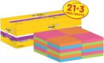 Post-it Super Sticky Notes Haftnotizen 76 x 76 mm Farbig sortiert 90 Blatt Vorteilspack 21 Blöcke + 3 GRATIS