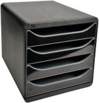 Exacompta Ablagebox PS (Polystyrol) Schwarz 4 Schübe 26,7 x 34,7 x 27,8 cm DIN A4