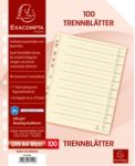 Exacompta 1 bis 10 Trennblätter Recycelt 95% DIN A4 Chamois 10-teilig Pappkarton 11 Löcher 381550B 100 Stück