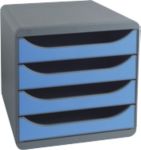 Thumbnail - Exacompta Schubladenbox Big-Box DIN A4+ Mausgrau, Eisblau 24,7 x 32,4 x 4,2 cm