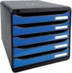 Exacompta Schubladenbox Big-Box DIN A4 350 Blatt Schwarz, Eisblau 27,8 x 34,7 x 27,1 cm