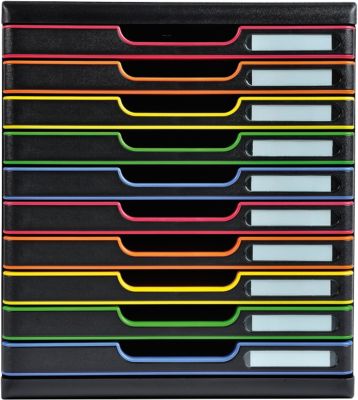 Boîte de classement à tiroirs Exacompta Modulo Noir, arlequin 35 x 32 x 28,8 cm 10 tiroirs