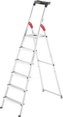 Hailo Stufenleiter L60 Standardline Silber 6 Stufen 50 x 116 x 190 cm