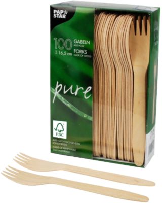 Fourchettes PAPSTAR Bois Brun 100 Unités