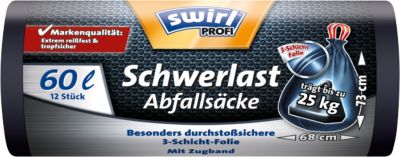 Sacs-poubelle Swirl 60 l Noir 68 x 60 x 68 cm 12 Unités