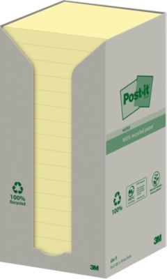 Thumbnail - Post-it Recycelte Haftnotizen 76 x 76 mm Kanariengelb 16 Blöcke à 100 Blatt