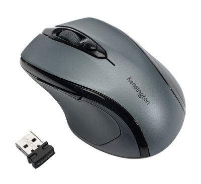 Kensington Pro Fit Kabellose Ergonomische Mid-Size Maus K72423WW Optisch Für Rechtshänder USB-A Nano Receiver Grau