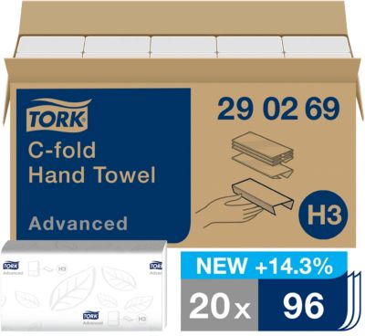 Essuie-mains Tork H3 Advanced 2 épaisseurs Blanc 20 Feuilles de 96 Feuilles