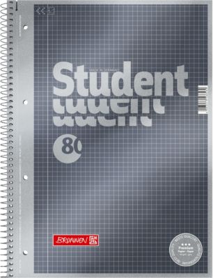 Cahier BRUNNEN Anthracite métallisé A4 Quadrillé avec marge de reliure Perforé 4 Perforations