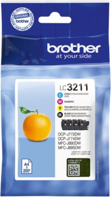 Brother Original Tintenpatrone LC3211VAL Schwarz, Cyan, Magenta, Gelb 4 Stück Multipack