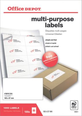 Étiquettes multi-usages Office Depot Autocollantes 105 x 57mm Blanc 100 Feuilles de 10 Étiquettes