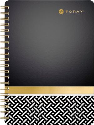 Carnet de notes à spirale Foray Elements A5 Noir, doré Carte métallisée Quadrillé 80 feuilles