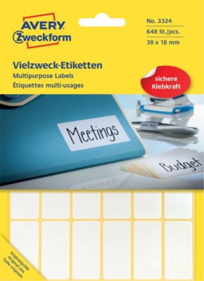 Étiquettes universelles AVERY Zweckform 3324 Blanc 38 x 18 mm 27 Feuilles de 24 Étiquettes