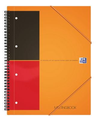 Bloc à spirale OXFORD International Meetingbook Ligné 4 trous A5+ 80 g/m² Orange