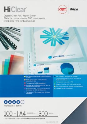 Couvertures de reliure HiClear GBC A4 PVC 300 microns Transparent 100 Unités