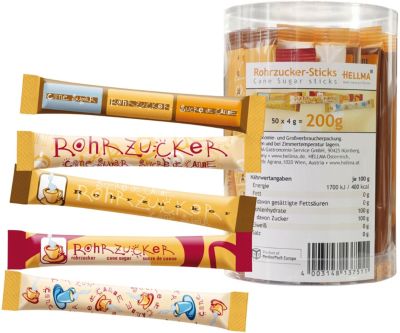 Sticks de sucre de canne Assortiment Hellma 50 Unités de 4 g