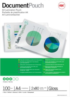 Pochettes de plastification GBC Brillant 2 x 80 (160) Micron Transparent 100 Unités