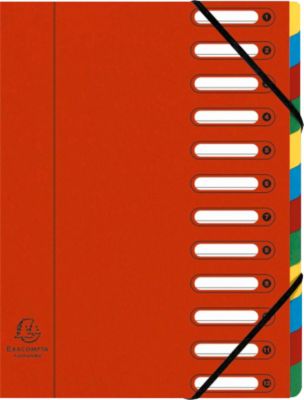 Trieur Exacompta Carte lustrée véritable carte A4 Rouge 12 intercalaires