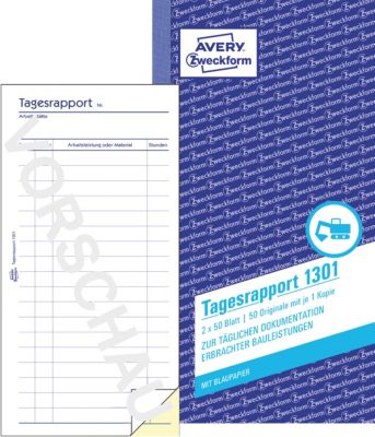 Formulaires de rapport quotidiens AVERY Zweckform 1301 Blanc, jaune 105 x 200 mm 10,5 x 20 cm 50 Feuilles