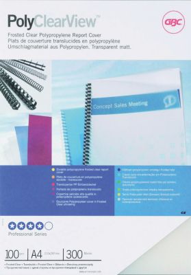 Couvertures de reliure PolyClearView GBC A4 PVC 300 microns Transparent 100 Unités