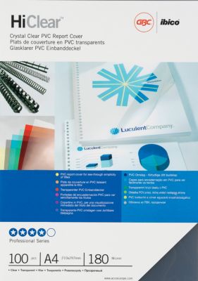 Couvertures de reliure HiClear GBC A4 PVC 180 microns Transparent 100 Unités