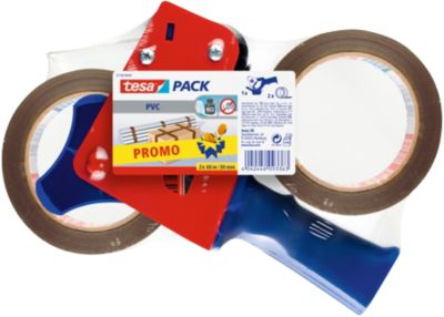 Dévidoir pour ruban adhésif Tesapack 57108 50mm x 66m Rouge et bleu Inclus 2 rouleaux de ruban adhésif