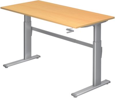Bureau assis-debout Hammerbacher Serie XK Imitation hêtre 1 600 x 800 x 1 190 mm