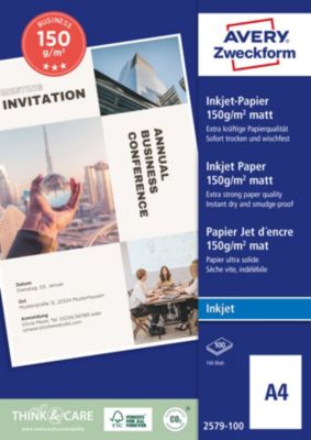 Brochure/Dépliant AVERY Zweckform 2579-100 Blanc Mat 150 g/m² 21 x 29.7 cm A4 100 Feuilles