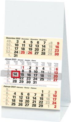 Calendrier de table Simplex Overview 3 Mois par page 2021 Blanc