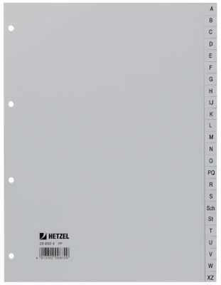 Intercalaires polypropylène Hetzel polypropylène A4 24 intercalaires a - z Gris