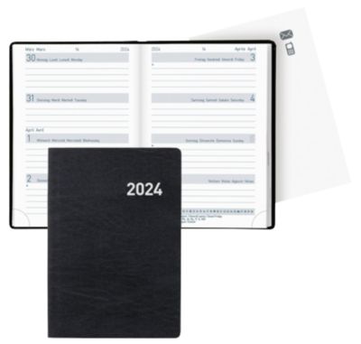 Agenda Biella Mittelformat 1 Semaine sur 2 pages 2021 Noir