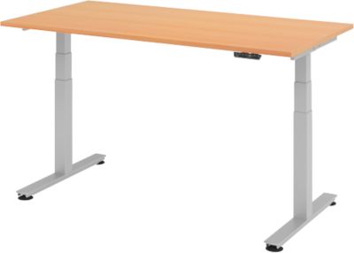 Bureau assis-debout Hammerbacher Egonomic Aktiv XDSM 16/6/S Imitation hêtre 1 600 x 800 x 635 mm