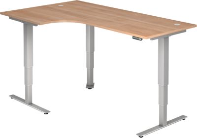 Bureau assis-debout Hammerbacher Ergonomic Aktiv XDSM 82/N/S Imitation noyer 2 000 x 1 200 x 635 mm