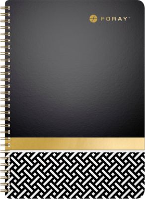 Cahier à spirale Foray Elements Noir, doré A4 Ligné 80 Feuilles