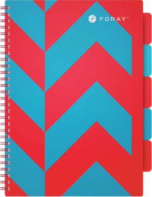 Cahier de projets à spirale Foray Extreme A4 Rouge, turquoise Couverture poly Quadrillé 175 feuilles