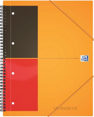 Bloc à spirale OXFORD International meetingbook Ligné 4 trous A4+ 80 g/m² Orange