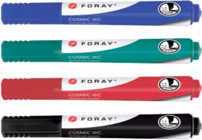 Marqueur pour tableau blanc Foray Cosmic WC Large Pointe Biseautée Noir, Bleu, Rouge, Vert 4 Unités
