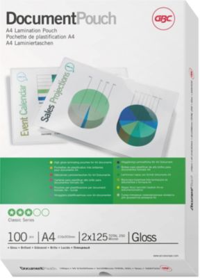 Pochettes de plastification avec guide de placement GBC Brillant 2 x 125 (250) microns Transparent 100 Unités