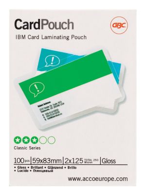 Pochettes de plastification GBC Brillant 2 x 125 (250) µm 8,3 x 5,9 cm ID Transparent 100 Unités