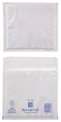 Pochettes d'expédition matelassées bulles Mail Lite Tuff® CD 180 (l) x 160 (H) mm Bande adhésive Blanc 100 Unités