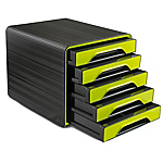 Cassettiera CEP Smoove 36x28,8x27 cm 5 cassetti standard Nero, verde anice