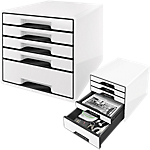 Cassettiera Leitz WOW Cube Black&White 28,7x27x36,3 cm 5 cassetti Bianco