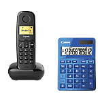 Telefono cordless Gigaset AS 405 nero e calcolatrice da tavolo Canon LS123K 12 cifre blu