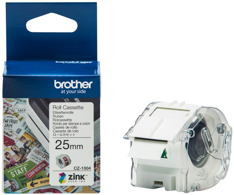 Thumbnail - Brother CZ-1004 Authentic Etikettenrollen-Kassette Selbstklebend Weiß 25 mm x 5m